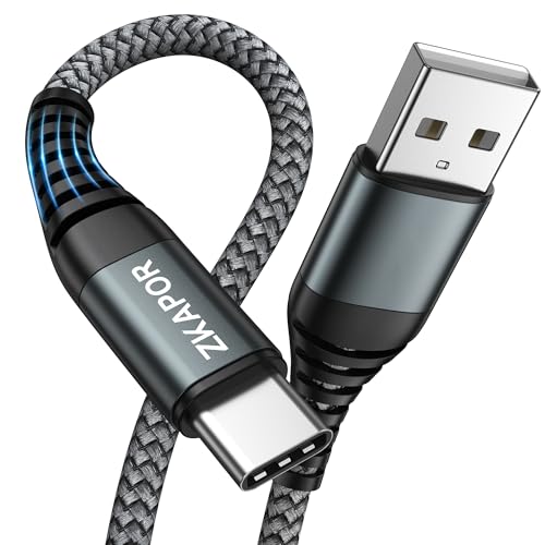 ZKAPOR Extra Long USB C Cable 3M, Szybki kabel ładujący USB C 3A Nylon Type C Kabel ładujący kompatybilny z iPhone 15/15 Pro Max, Samsung Galaxy S23/S22/S21/S10, Note 10, Huawei P40/P30, Google Pixel