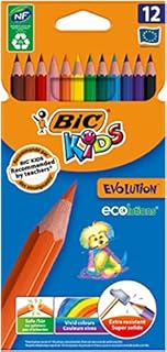Bic Kids Evolution ECOlutions Colouring Pencils, Assorted Colours, 70g,12 Count (Pack of 1)