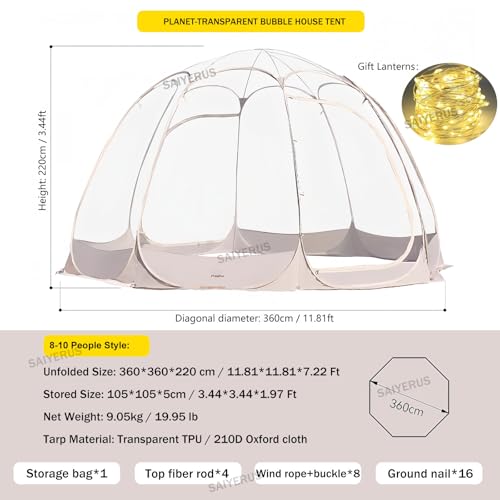Carpa burbuja pop up para 8-10 personas tipo iglú miniatura 7