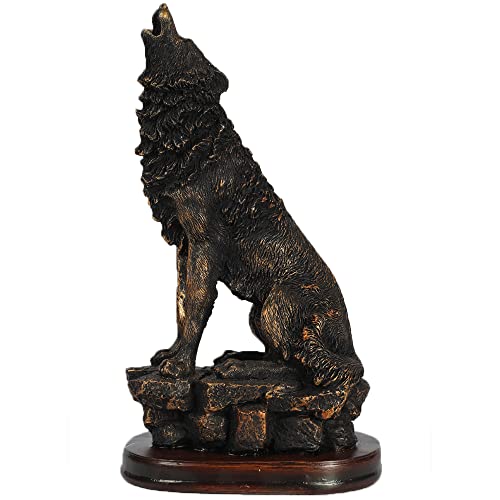 H&W Wolf Statue, 10.5''H Office Desk Decoration, Nordic Style Home and Study Decoration, Collectible Figurines, Best Gift for The Man
