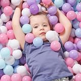 Picture of TRENDBOX Ball Pit Balls 100 - Macaron Colors Balls for Ball Pit, Play Tent Baby Playhouse Pool Birthday Party Decoration (B-Purple, Pink, Blue& White)