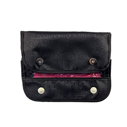 4-Layer Roll up Foldable Travel Organizer Multifunctional Hanging Makeup Cosmetic Bag Large Capacity Toiletry Storage Bag Organizer Bath Shower Clear Case Holder Pouch for Women Girls (Black)