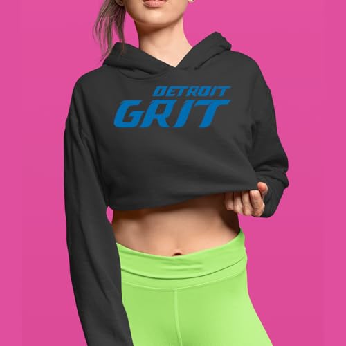 Detroit Grit Football Cropped Fleece Hoodie, Soft & Cozy, Trendy Fit2