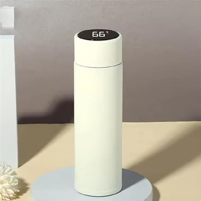 Image of Smart Temperature Water Bottle 500ml | LED Display Touch Lid | Vacuum Insulated Stainless Steel Flask | Keeps Drinks Hot & Cold | Travel, Gym, Office Use (White)