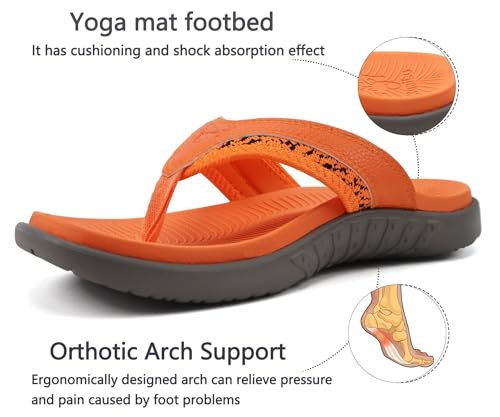 Image of KuaiLu Mens Sport Flip Flops Comfort Orthotic Thong Sandals with Plantar Fasciitis Arch Support Outdoor Summer Beach Size 7~15