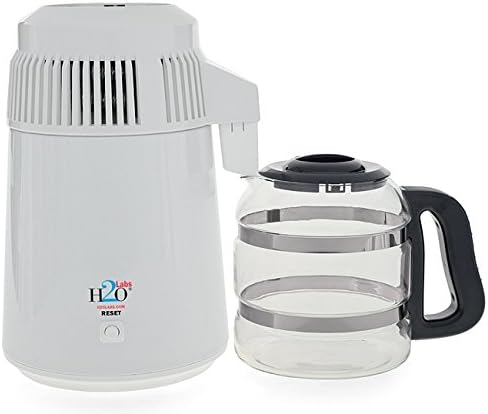 H2o Labs Best-In-Class Classic White Water Distiller with Glass Carafe, Porcelain Nozzle Insert and Most Effective VOC Removal