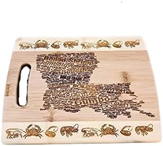 Engraved Louisiana State seafood decorative Bamboo chopping board