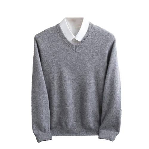 Men V-Neck Wool Sweater Long Sleeve Pullover Wool Knitwear Casual Soft Jumper Tops