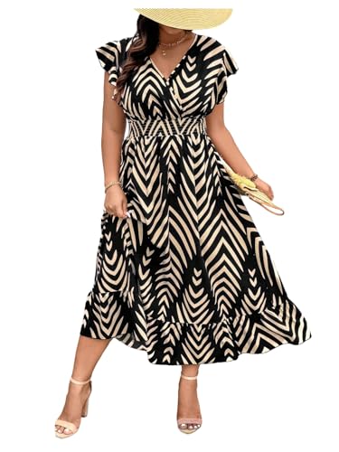 Robe longue à rayures col en V fluide pour masquer les formes avec style