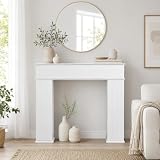 DAHUEN - Abrigo de chimenea con estante oculto, falsa chimenea decorativa para salón pasillo (blanco)