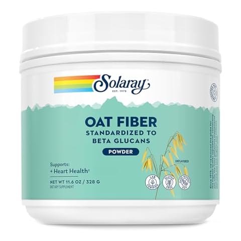 SOLARAY Oat Fiber - Soluble Fiber Supplement Powder - Standardized to Beta Glucans for Heart Health Support - Unflavored, Gluten Free, Vegan, 60 Day Guarantee, Lab Verified - 30 Servings, 11.6oz Cover