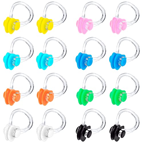 LUCKYKODOR 16 Pièces Pince-Nez en Silicone,Pince-Nez pour Nageurs,Réutilisable, Pince-Nez Professionnel étanch