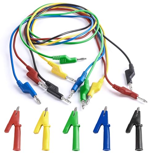Image of 5PCS Stackable Banana to Banana Plug Test Leads 5PCS 5mm Socket Banana Jack Copper Alligator Clips, 3.3ft /1m 1000V 15A Copper Flexible Stackable Cable Line Wire