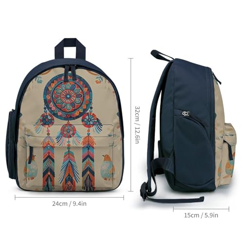 Colorful Retro Tribe Dream Catcher Backpack for Men Women, Durable Small Bookbag Lightweight Daypack for Travel, Hiking, Blue-style2