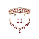 Generic Wedding Tiaras and Earrings Set, Tiara Necklace Bridal Flower Jewelry Set Baroque Crystal Cr