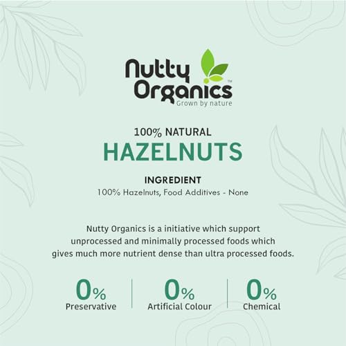 Image of NUTTY ORGANICS Premium Hazelnuts - 1KG Unsalted and Crunchy | Excellent Source Of Omega 3 And Phenolic Compound (500 GM*2)