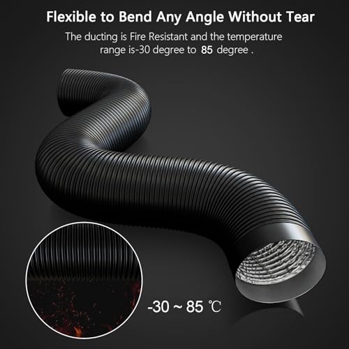 Aygrochy 150mm PVC Abluftschlauch, 3 Meters Lüftungsschlauch mit 2 Schlauchschelle Edelstahl für Mobile Klimaanlage, Trockner, Abluftventilator, Abzugshaube, Belüftungssystem