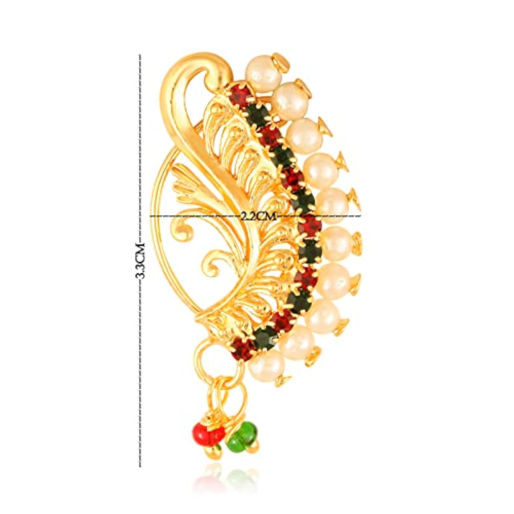 Women's Pearl Studded Multicoloured Nath Nosepin
