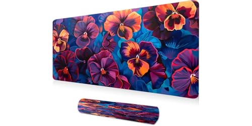 Mouse pad gamer XXL imprimé floral, idée cadeau pour bureau de travail