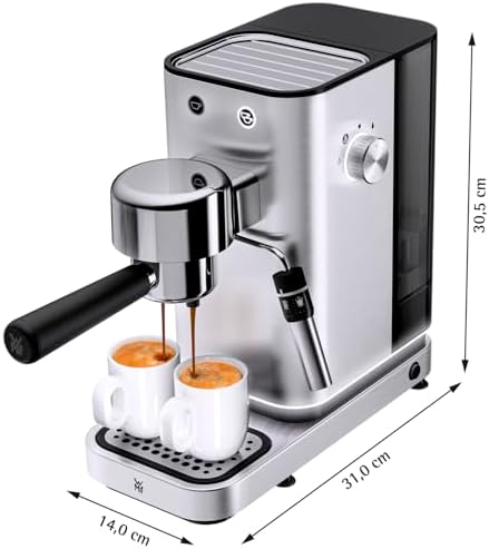 Bild 4 - WMF Lumero Siebträgermaschine – kompakte Espressomaschine aus Edelstahl mit 15 bar, Thermoblock-Heizsystem, Milchaufschäumdüse, 3 Einsätzen für 2 Tassen Espresso, LED-Beleuchtung & Tassenabstellfläche