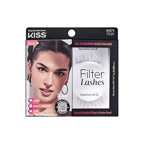 KISS Filter Lashes, AI-Inspired Cat Eye False Eyelashes, Medium Length