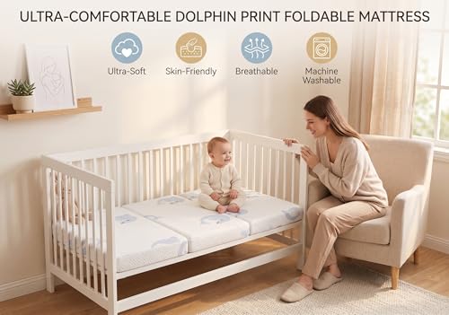 Image of 3-Inch Pack and Play Mattress Topper, CertiPUR-US Certified Dual Sided Memory Foam Crib Mattress (38x26), Firm Side for Baby Spinal Support, Plush Side for Toddlers, Breathable Washable Cover