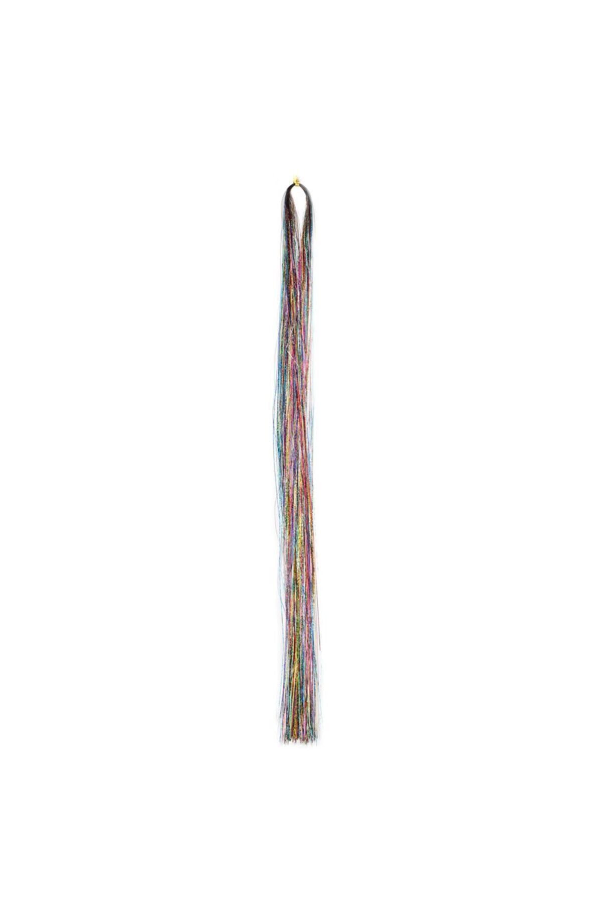 Hb Tasarım Hair Tinsel - Saç Simi - Simli Karışık Renkli - (Katlanmiş) 60 Cm - Tek Tutam