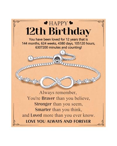 UNGENT THEM Infinity CZ Cross Bracelet, 10th 11th 12th 13th 14th 16th 18th Birthday Gift 5th 8th Graduation Christian Confirmation Gifts Ideas