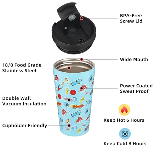 Image of BJPKPK 18 oz Coffee Tumbler with Straw, Insulated Stainless Steel Cup