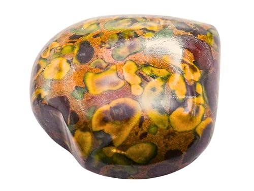 Image of Certified Fruit Jasper Crystal Heart Palm Pebbles Stones for Anxiety Stress Relief Massage - AAA Grade Original Healing Gemstone Agate Heart Palm Stone for Yoga Meditation Spiritual