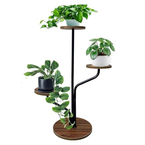 Soporte para plantas de varios niveles para interiores Soporte de planta de 3 niveles for plantas de interior, múltiples soportes de plantas de madera y metal, maceteros esquineros con gradas Soporte