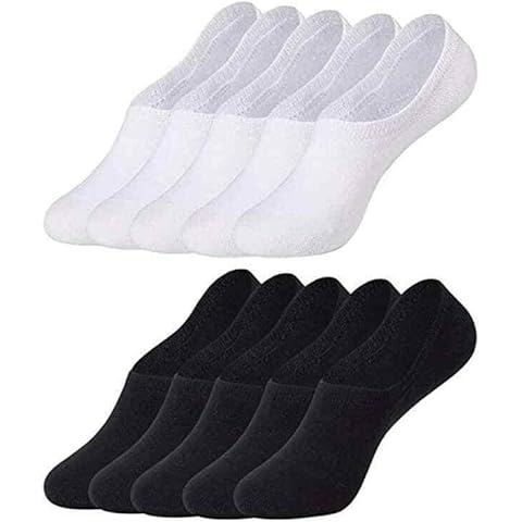 Womens Trainer No Show Shoe Liner Ankle Socks Invisible Cotton Anti Slip (4 Pack) (ONE SIZE(4-7), Black) Cover
