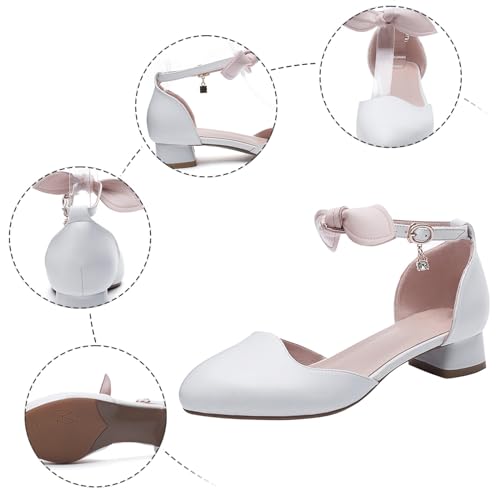 IWIHMIV Girls Sandals Summer Low Heel Dress Bow Shoes for Toddler Fashion Close Toed Sandals for Girls2