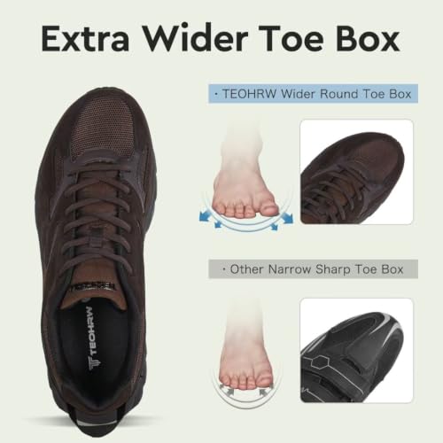 Image of Men's Extra Wide Walking Sneakers Wide Toe Box Orthopedic Shoes with Arch Support for Flat Feet & Foot Pain Relief