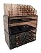 Sodynee Acrylic Makeup Cosmetic Organizer Storage Drawers Display Boxes Case, Three Pieces Set, Brown