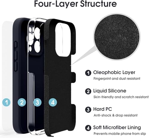 Image of mobistyle Designed for iPhone 16 Pro | Soft Liquid Silicone Slim Protective with Microfiber Lining | Phone Back Cover Case for iPhone 16 Pro (Liquid Silicone Black)