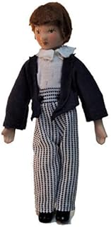 Melody Jane Dollhouse Victorian Boy in Stripe Pants Miniature Porcelain People