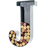 Wine Cork Holder - Metal Monogram Letter (J), Brushed Metal, Large | Wine Lover Gifts, Housewarming, Engagement & Bridal Shower Gifts | Personalized Wall Art | Home Décor