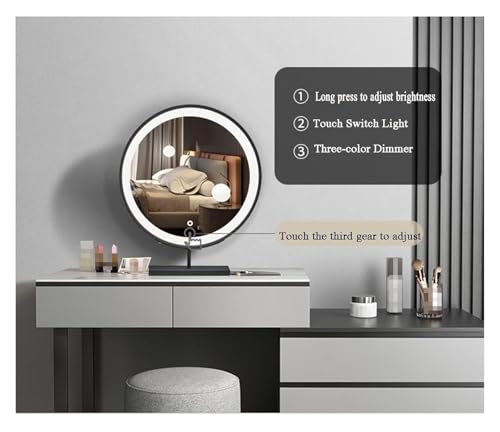 Miroir de maquillage de bureau HD avec éclairage LED ajustable