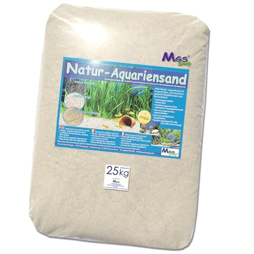 MGS SHOP Aquariensand 25kg gerundet Natur BEIGE geprüfte Qualität Körnung (0.5-1mm)