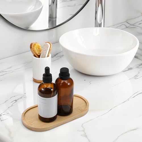 Miniatura 4 de Bandeja De Baño De Bambú 17,4 8,8 1 Cm Para Servir - Dispensador De Jabón De Madera Para Cocina, Velas, Cosméticos Y Objetos Pequeños