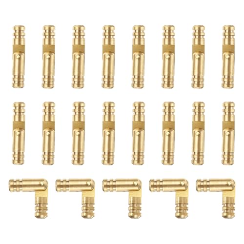 uxcell 20Pcs Invisible Barrel Hinges 5x25mm Brass Concealed Hinge Gold