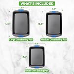 NutriChef 3-Piece Baking Pan Set - PFOA, PFOS, PTFE Free Flexible Nonstick Gray Coating Carbon Steel Bakeware - Professional Home Kitchen Bake Cookie Sheet Stackable Tray w/Blue Silicone Handles