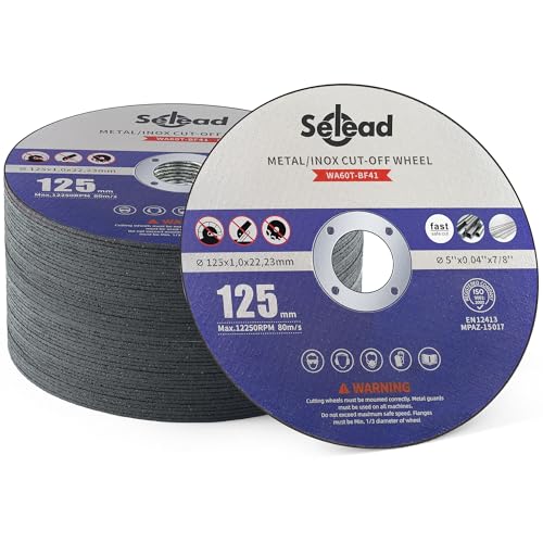 Selead 50 PCS Cutting Discs 125mm Metal and Stainless Grinder Discs 1mm Thin Metal Cutting Discs for Angle Grinder Blue
