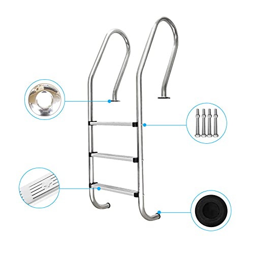 Escalera para piscina acero inoxidable 3 niveles antideslizante miniatura 4