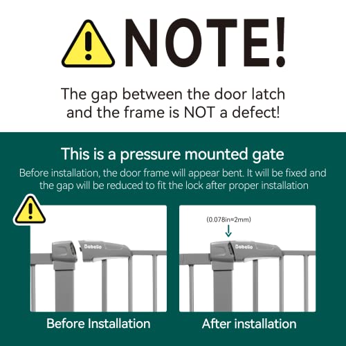 Mom's Choice Award Winner-Babelio Metal Baby Gate, 29-48'' Easy Install Pet Gate, Extra Wide Walk Thru Child Safety Gate With Door, Pressure Mounted Dog Gate For Doorways & Stairs, Gray #TOP4