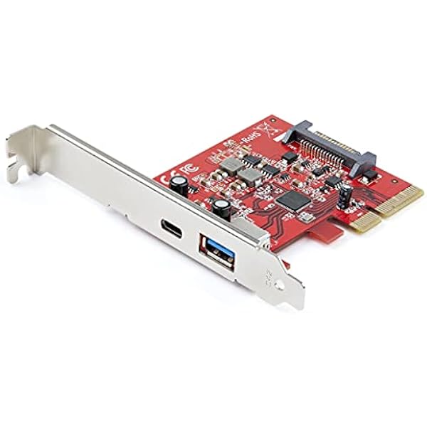 StarTech.com 2-portowa karta USB 10 Gb/s USB-A i USB-C PCIe - USB 3.1 Gen 2 PCI Express typu C/A adapter karty kontrolera hosta - USB 3.2 Gen 2x1 PCIe rozszerzenie karta rozszerzeń - Windows, macOS,