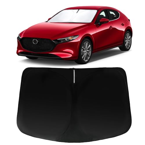 PAIMOHO Windshield Sun Shade for 2019-2025 2026 Mazda 3 Mazda3, Car Front Window Sunshade with 240T Sun Visor Protector Blocks UV Rays Heat Sun Shield Accessories