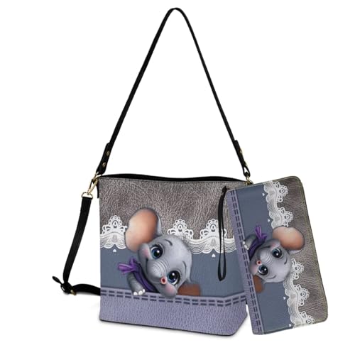 Image of Bucket Crossbody Bag Set for Women Lady, Leather Purse and Wallet Set Large Bucket Bag with Wallet