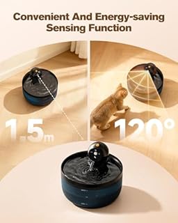 Fontanella per Gatti senza Fili: Fontana per Gatti a Batteria - 2.6L Fontanella Gatto con Sensore di Movimento - Dispenser Acqua Gattis Ricaricabile - Distributore Acqua Cani con Pila - Nero